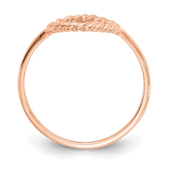 14k Rose Gold Polished and Textured Heart Ring, Size 7