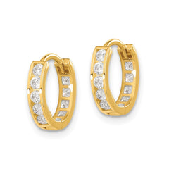 14k Yellow Gold Cubic Zirconia Reversible Hinged Hoop Earrings, 12mm