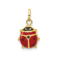 14k Yellow Gold Red Enameled Ladybug Pendant