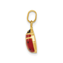 14k Yellow Gold Red Enameled Ladybug Pendant
