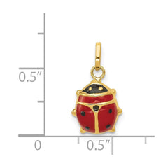 14k Yellow Gold Red Enameled Ladybug Pendant