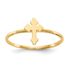 14k Real Yellow Solid Gold Cross Design Ring, Size 7