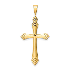 14k Real Solid Yellow Gold Passion Cross Unisex Pendant, 44x21mm