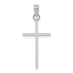 14K White Real Gold 3-D and Polished Cross Charm Pendant, 26x11mm
