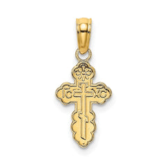 14K Yellow Gold Russian Eastern Orthodox Cross Crucifix Pendant Charm, 12x8mm