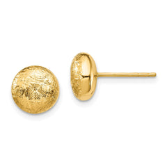 14K Yellow Gold Designer Ball Stud Earrings, 9mm