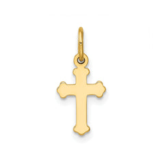 14k Yellow Real Gold Mini High Polished Cross Charm Pendant, 18x8mm