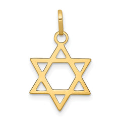 14k Yellow Gold Star of David Pendant Charm, 21x14mm