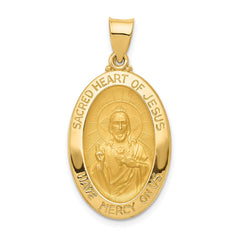 14K Yellow Gold Sacred Heart of Jesus Charm Pendant, 27x17mm