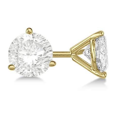 14k Gold Round VS/SI GH Lab Grown Diamond 3 Prong Martini Stud Post Earrings fine designer jewelry for men and women