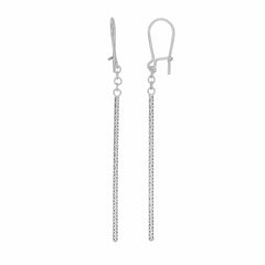 14K White Gold Hanging Bar Drop Earrings