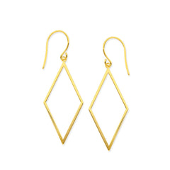 14K Yellow Gold Shiny Drop Triangle Earrings