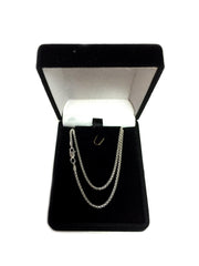 14k White Gold Round Box Chain Necklace, 1.4mm