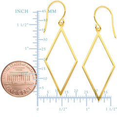 14K Yellow Gold Shiny Drop Triangle Earrings