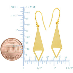 14K Yellow Gold Shiny Drop Triangle Earrings