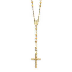 Jewelry Affairs 14K Yellow Gold Beaded Rosary Necklace with Crucifix, 24