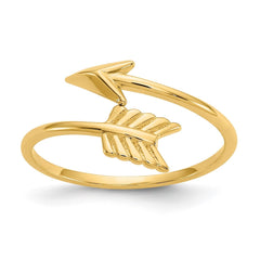 14K Yellow Gold High Polished Arrow Adjustable Ring, 7