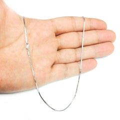 14k White Gold Adjustable Box Link Chain Necklace, 0.85mm, 22"