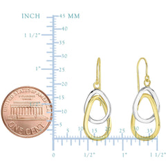 14K Yellow And White Gold Hanging Tear Drop Earrings