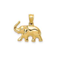 14k Yellow Gold Elephant Pendant, 17x17mm