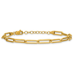 14K Yellow Gold Filled Paperclip Link Bracelet, 4mm Width, 6.5 Inch Length with 1 Inch Extension Chain