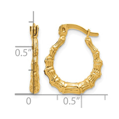 14K Gold Filled Bamboo Design Hoop Earrings,20mm