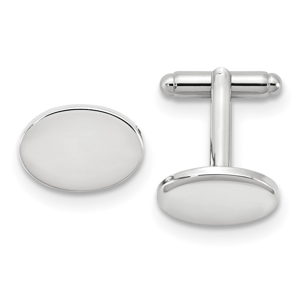 Silver-tone Polished Oval Engravable Cuff Links fine designer jewelry for men and women