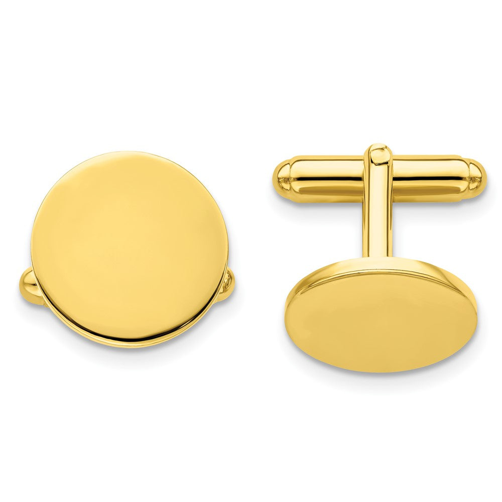Kelly Waters Gold-plated Polished Round Engravable Cuff Links fine designer jewelry for men and women
