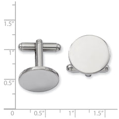 Kelly Waters Rhodium-plated Polished Round Engravable Cuff Links fine designer jewelry for men and women