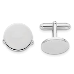 Kelly Waters Rhodium-plated Polished Round Engravable Cuff Links fine designer jewelry for men and women