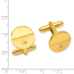 Kelly Waters Gold-plated .01 Ct. Diamond Polished and Satin Round Cuff Links fine designer jewelry for men and women