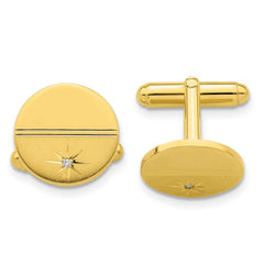 Kelly Waters Gold-plated .01 Ct. Diamond Polished and Satin Round Cuff Links fine designer jewelry for men and women