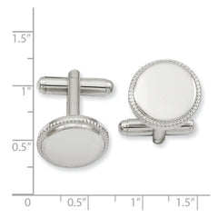 Kelly Waters Rhodium-plated Polished Beaded Round Engravable Cuff Links fine designer jewelry for men and women
