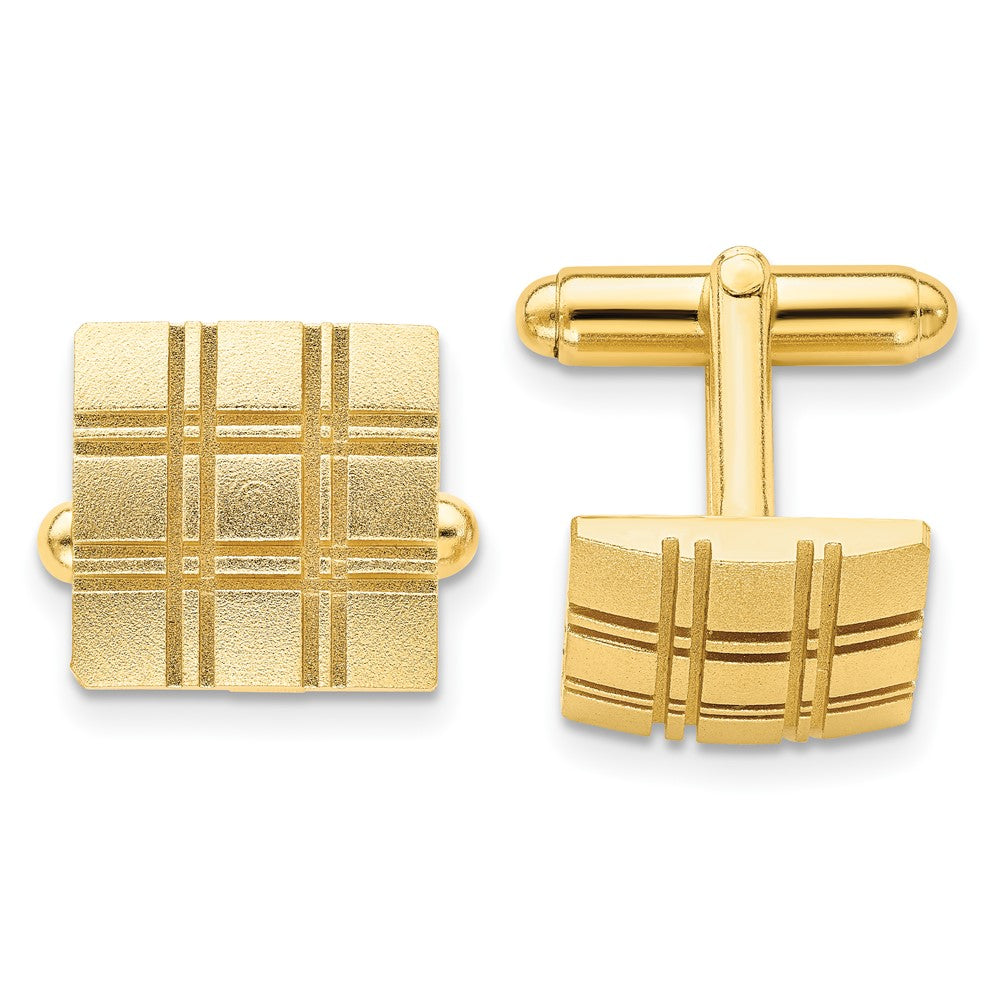 Kelly Waters Gold-plated Double Lines Patterned Square Cuff Links fine designer jewelry for men and women
