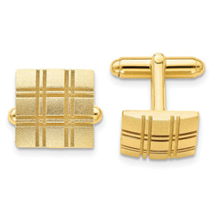 Kelly Waters Gold-plated Double Lines Patterned Square Cuff Links fine designer jewelry for men and women