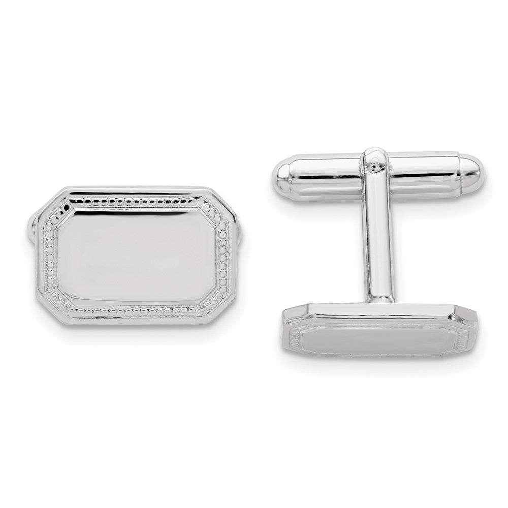 Kelly Waters Rhodium-plated Polished Rectangle Engravable Cuff Links fine designer jewelry for men and women