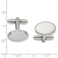 Kelly Waters Rhodium-plated Polished Beaded Oval Engravable Cuff Links fine designer jewelry for men and women