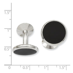 Kelly Waters Rhodium-plated Black Epoxy Round Cuff Links fine designer jewelry for men and women