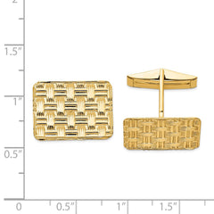 14k Real Gold Men's Basketweave Textured Cuff Links fine designer jewelry for men and women