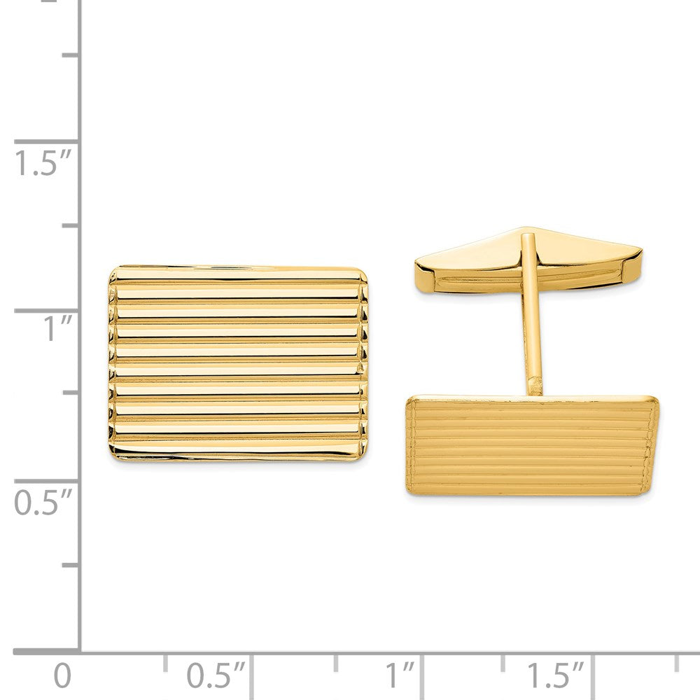 14k Real Gold Men's Grooved Cuff Links fine designer jewelry for men and women
