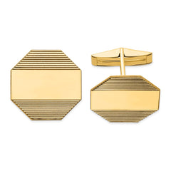 14k Real Gold Men's Octagonal With Line Design Cuff Links fine designer jewelry for men and women