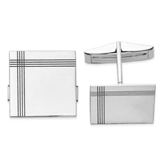 14k Real Gold WG Men's Square WithLine Design Cuff Links fine designer jewelry for men and women