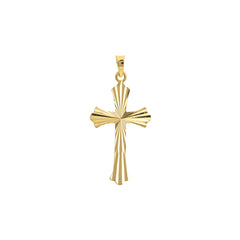 14k Two-Tone Gold Fluted Crucifix Christian Pendant, 1 Inch Length