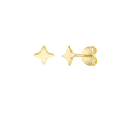 14k Yellow Gold North Star Stud Earrings,8mm