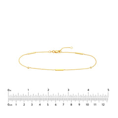 14k Yellow Gold 3pt Diamond Bezels and Bars Adjustable Anklet, 10"
