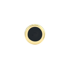 14k Yellow Gold Onyx Enamel Circle Stud Earrings, 5mm