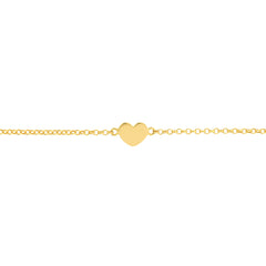 14k Yellow Gold Heart Anklet, 10 Inch Chain Length, Dainty Rolo Link
