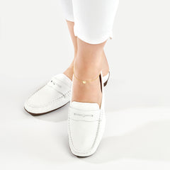 14k Yellow Gold Heart Anklet, 10 Inch Chain Length, Dainty Rolo Link