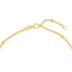 14k Yellow Gold Bead Station Rolo Chain Adjustable Anklet, 10"
