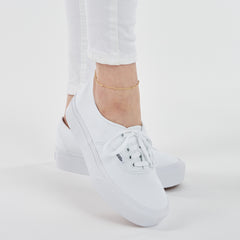 14k Yellow Gold Bead Station Rolo Chain Adjustable Anklet, 10"